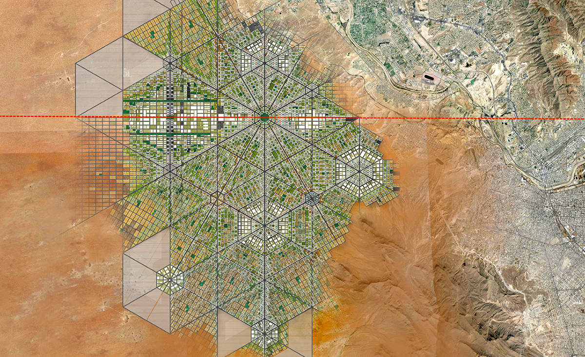 Fernando Romero envisions Mexico and USA Border with Border City over hexagonal layout