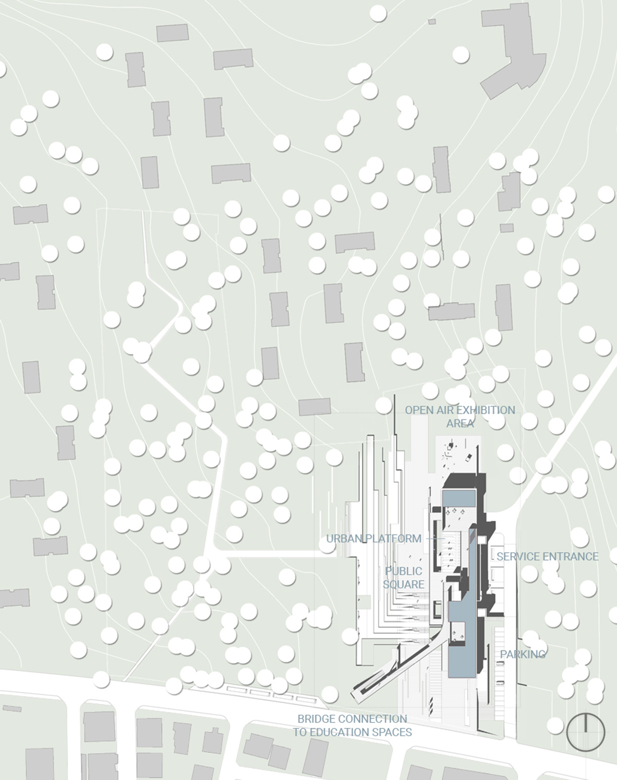 Fragmented blocks for &Ccedil;aycuma Science Center preserve the green fabric designed by ONZ Architects