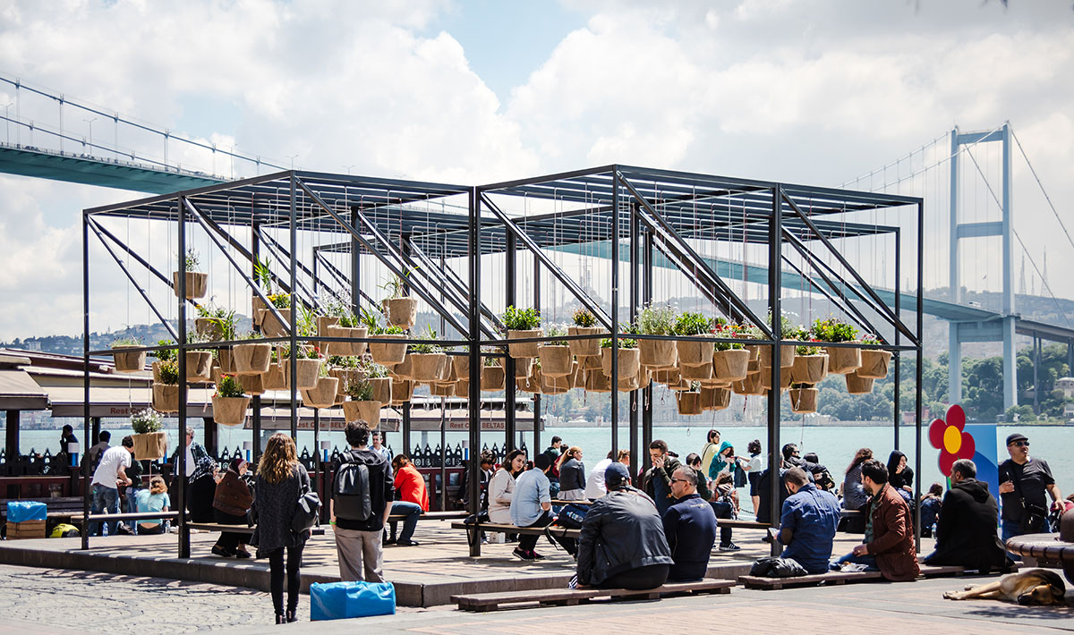 SO? designed a suspended public garden in Istanbul’s Ortakoy Square