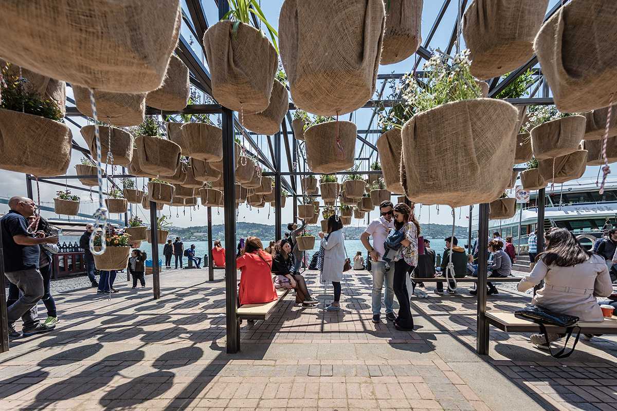 SO? designed a suspended public garden in Istanbul’s Ortakoy Square