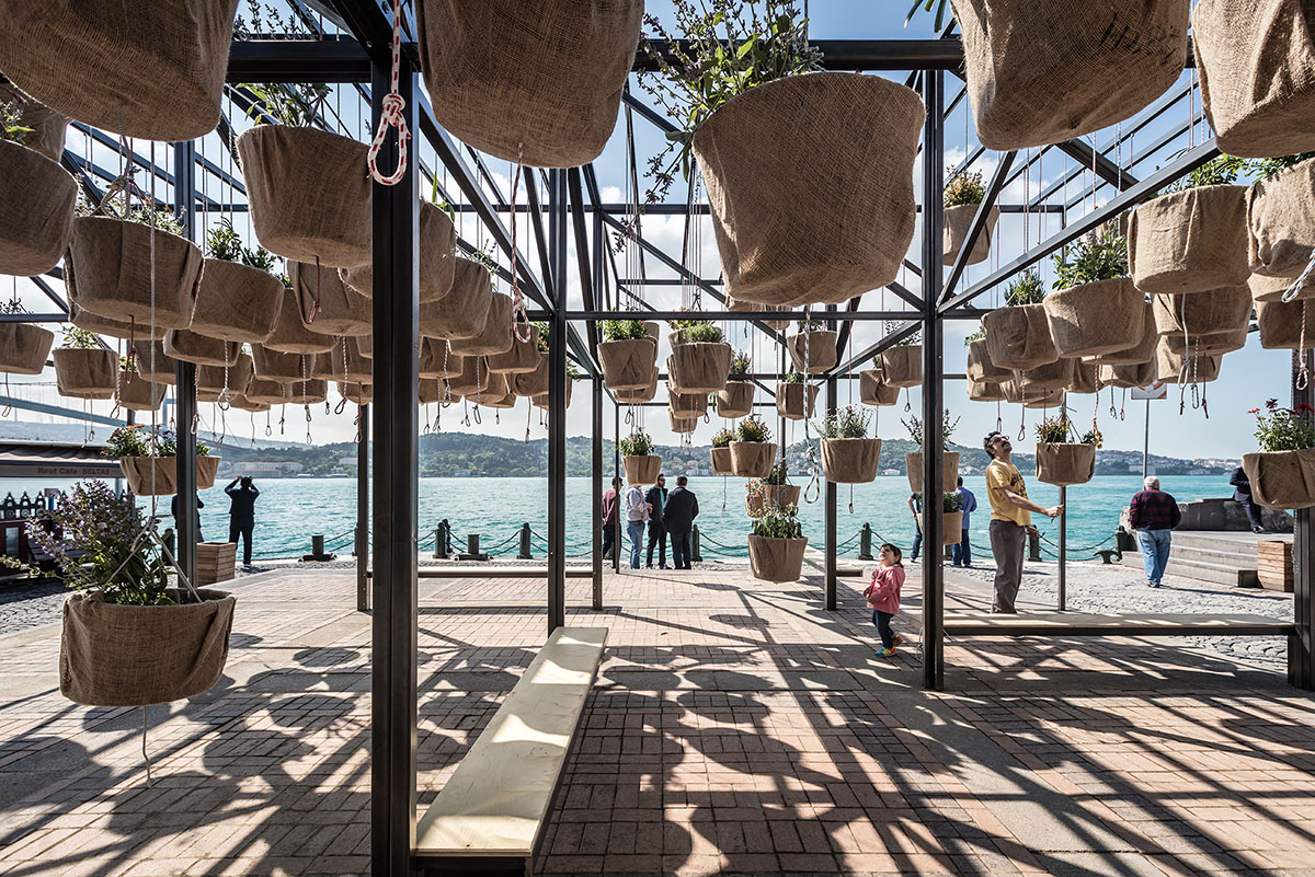 SO? designed a suspended public garden in Istanbul’s Ortakoy Square