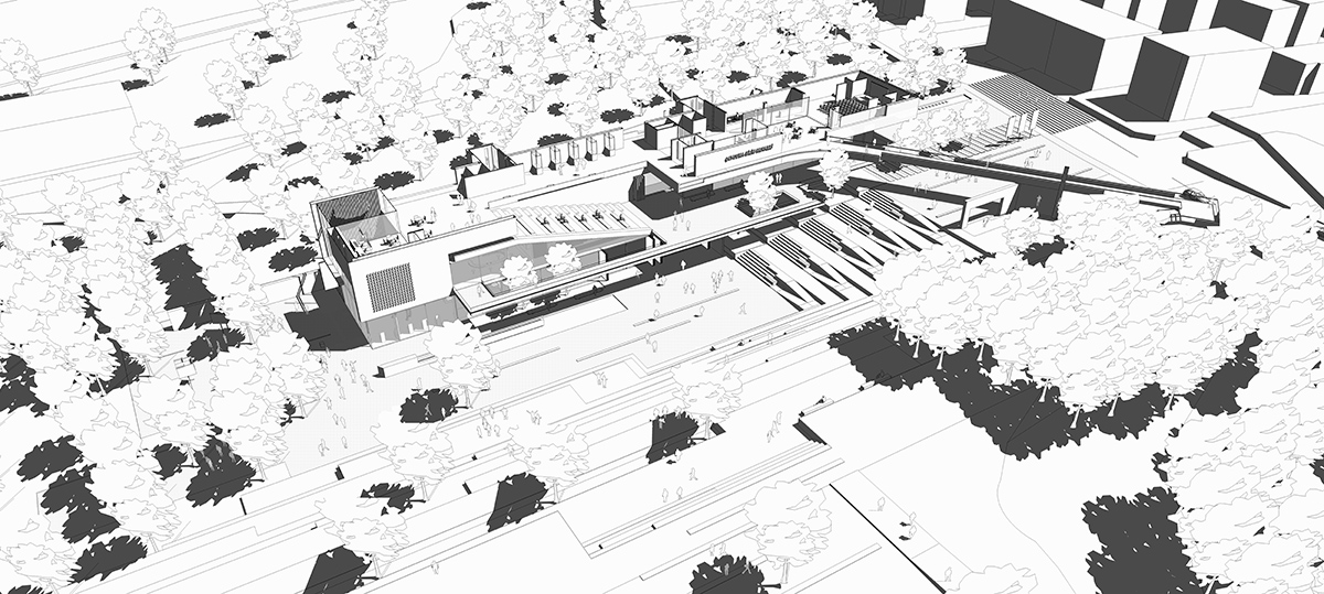 Fragmented blocks for &Ccedil;aycuma Science Center preserve the green fabric designed by ONZ Architects