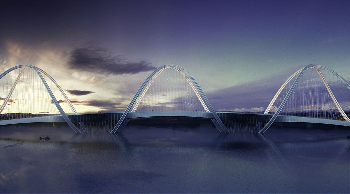 Penda designs mountainous bridge made up of double-helix rings for Olympic Winter Games 2022