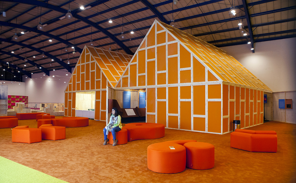 MVRDV design Netherlands Pavilion at Bogotá Book Fair, made up of reuse materials