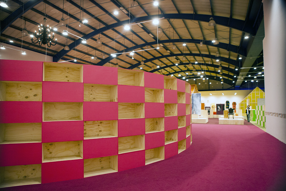 MVRDV design Netherlands Pavilion at Bogotá Book Fair, made up of reuse materials