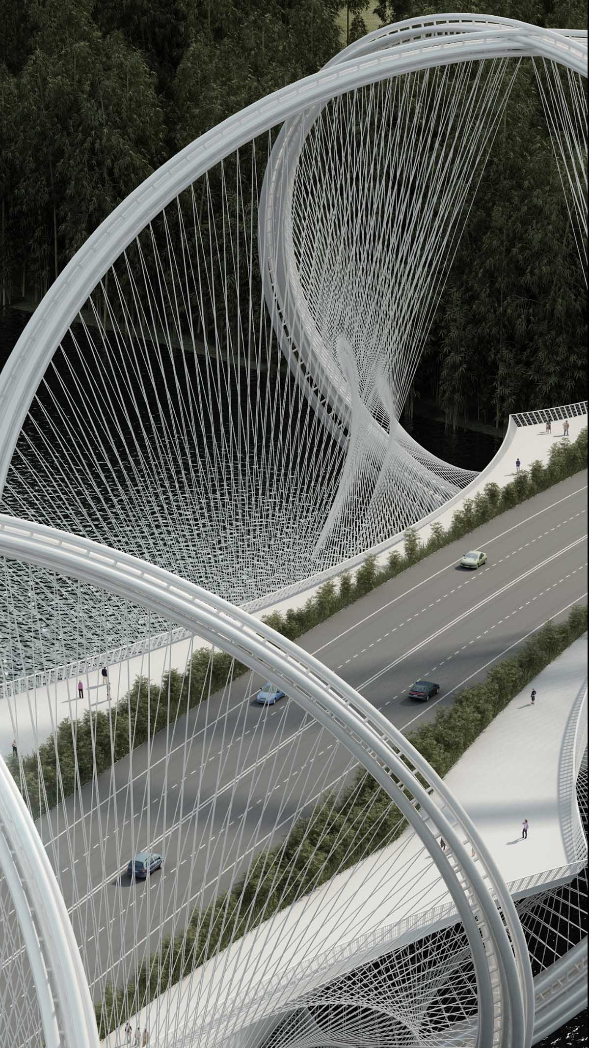 Penda designs mountainous bridge made up of double-helix rings for Olympic Winter Games 2022