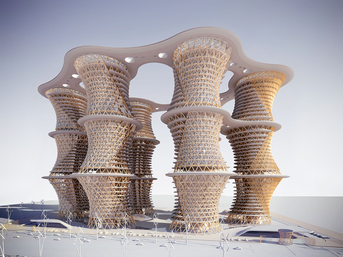 &rsquo;Hyperions&rsquo;, Agritectural Garden Towers for Jaypee Greens Sports City proposed by Vincent Callebaut