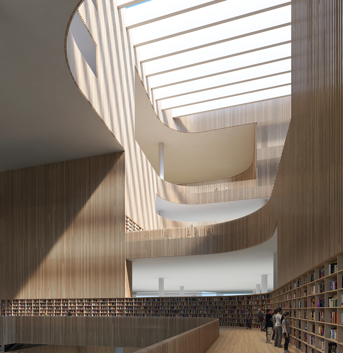 SHL Architects wins competition with reverse-cascaded monolithic block for Shanghai Library