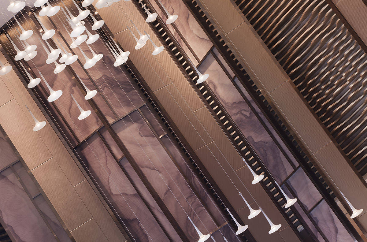 Rongor Design elaborates interior of Huafa & City Hub Wuhan Sales Center with ripplings of water