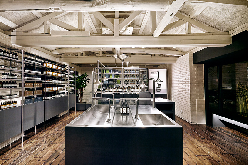 Torafu Architects creates a metallic interior with calm colour scheme for Aesop’s new store
