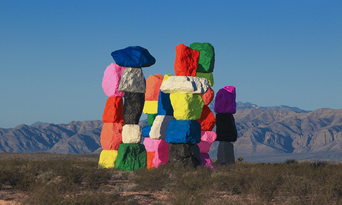 Swiss artist Ugo Rondinone erects seven colossal stones in the Nevada Desert