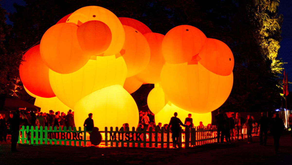 BIG installs a bubble-like cloud pavilion for three Danish Institutions