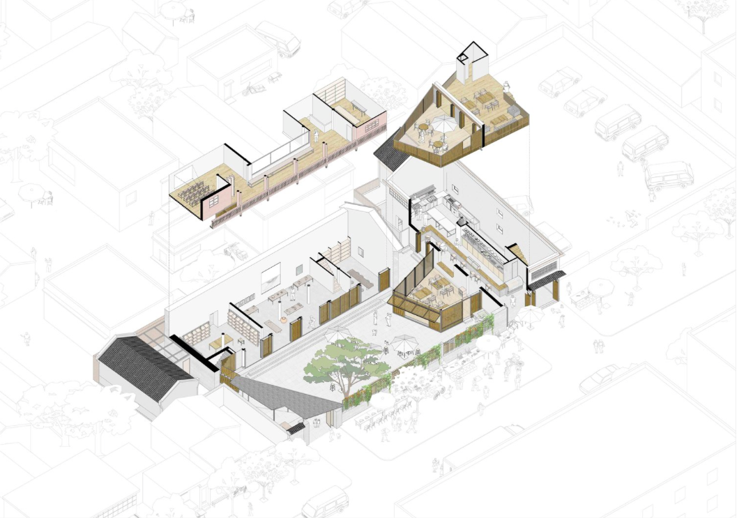 Zhaoyang Architects wraps Chaimiduo Farm Restaurant in Dali with bamboo to emphasize its volume