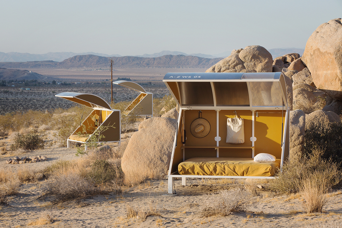 Andrea Zittel’s Wagon Stations are temporary pods for travellers+refugees in the California desert