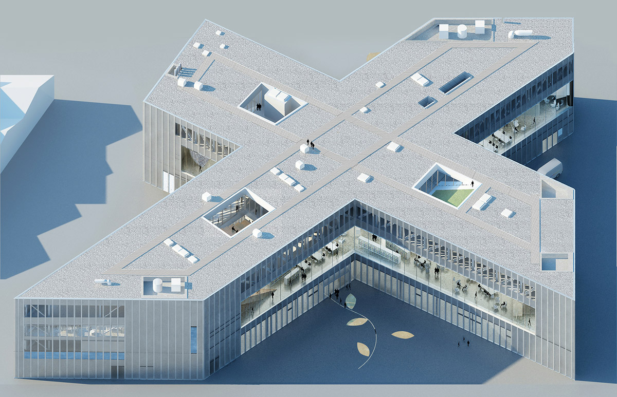 OMA’s cross-shaped Bibliothèque Alexis de Tocqueville set to open in January 2017 in France