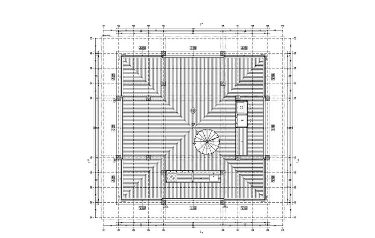 Chilean house comprises concentric and non-directional structure wrapped by four rigid frames