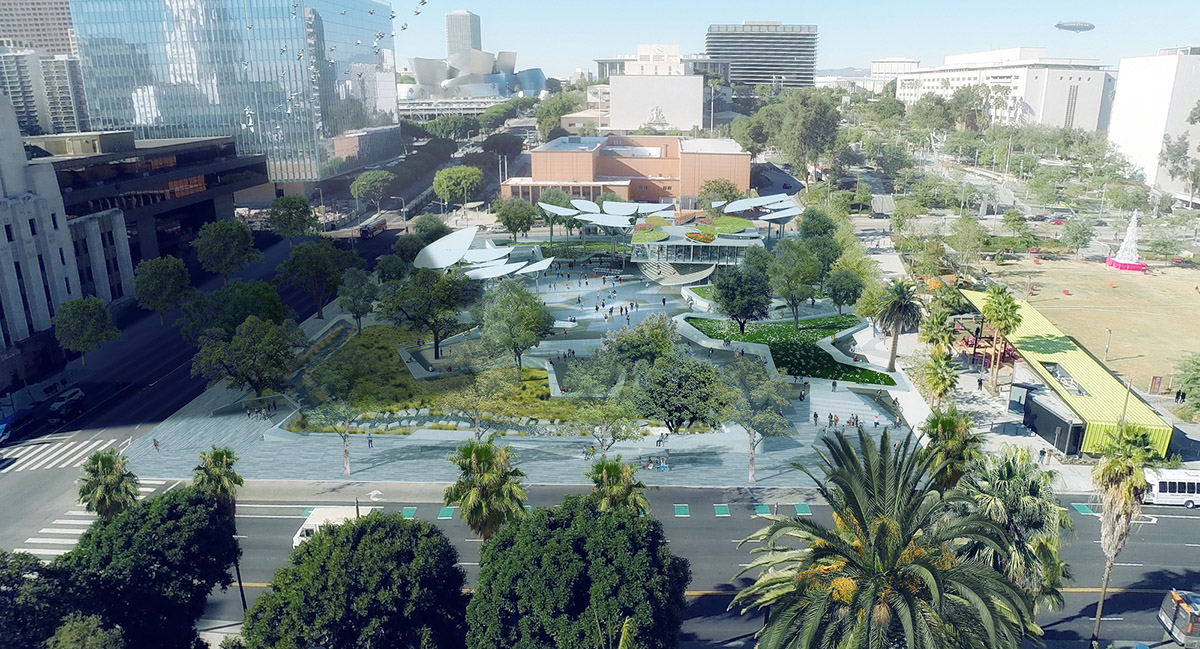 OMA revives LA’s urban downtown with fragmented FAB Civic Center Park