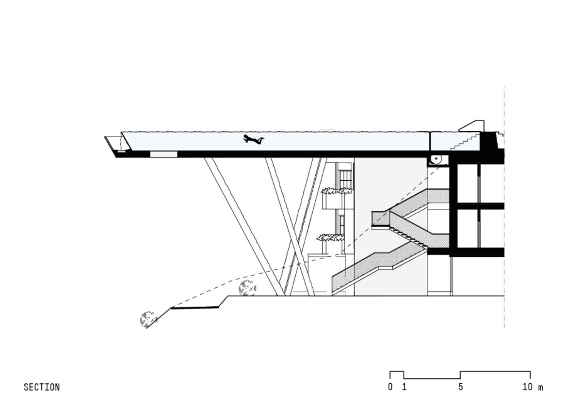 NOA’s Hubertus Hotel in Italy features cantilevering pool looking natural topography of the town