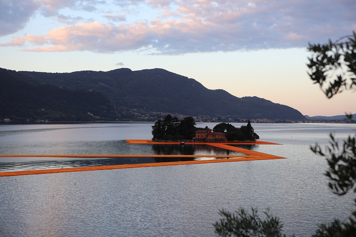 Christo and Jeanne-Claude reimagine Italy&rsquo;s Lake Iseo with shimmering yellow fabric on the water