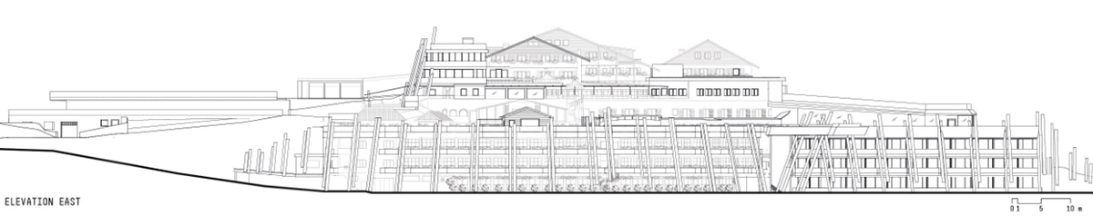 NOA’s Hubertus Hotel in Italy features cantilevering pool looking natural topography of the town