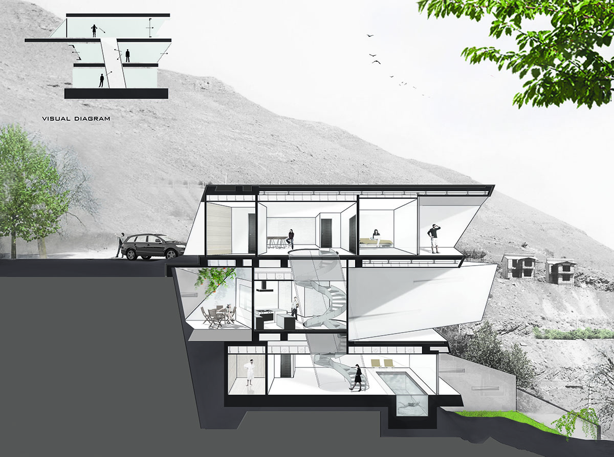 These Triple-Shifted Volumes in Iran create a sense of suspension designed by New Wave Architecture