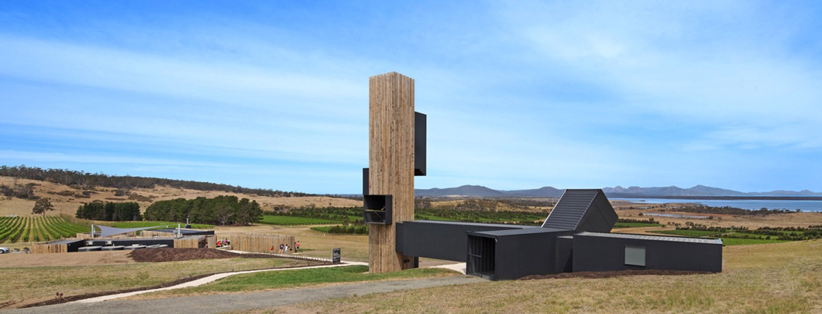Cumulus Studio uses shipping containers for cellar door + food market on the Australia mountains