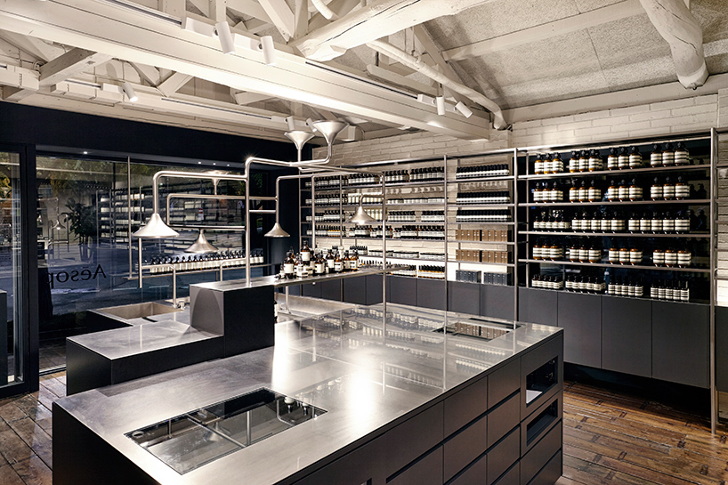 Torafu Architects creates a metallic interior with calm colour scheme for Aesop’s new store