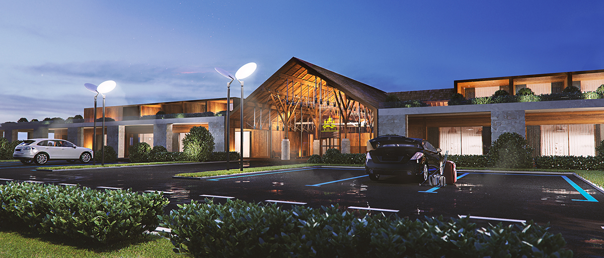 Architectural studio Chado designs a stone hulk-like hotel complex in Russia