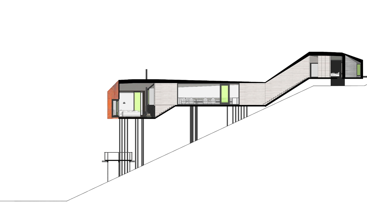 Sebastian Irarrazaval completes snake-shaped 2Y House in Chile’s wild forests