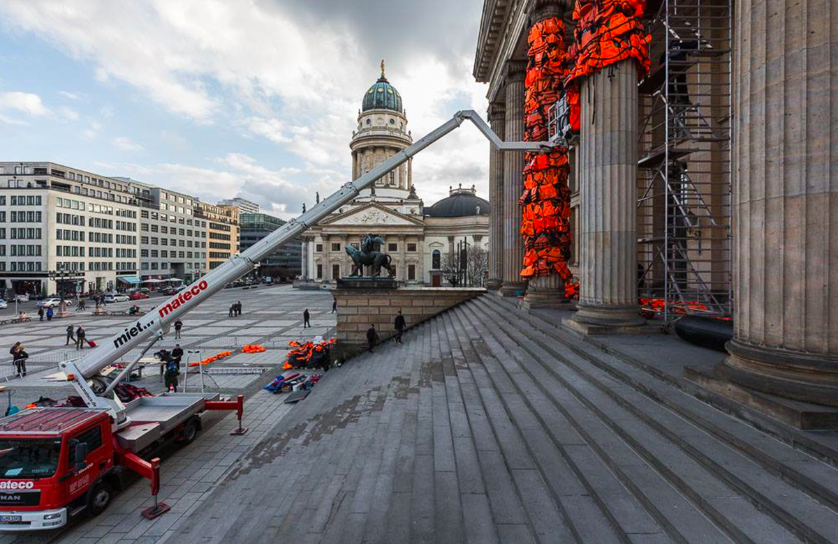 Ai Weiwei brightens Berlin’s Konzerthaus facade with 14,000 refugee life jackets