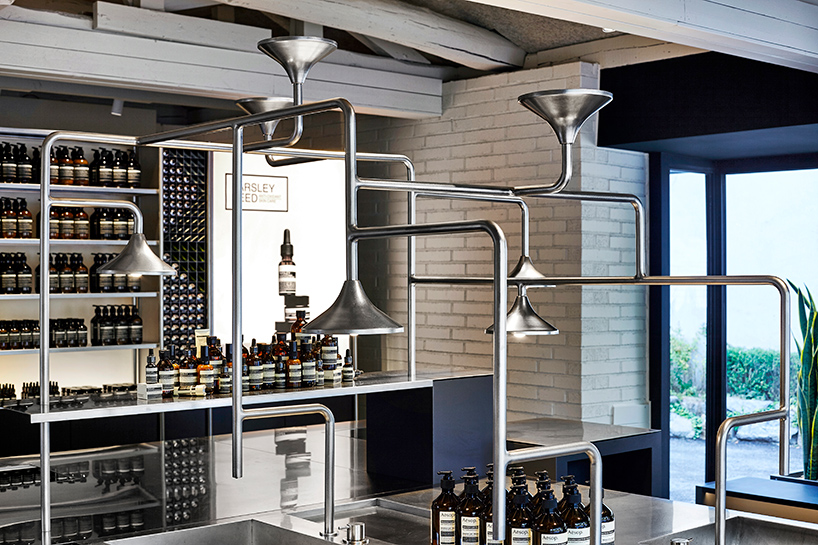 Torafu Architects creates a metallic interior with calm colour scheme for Aesop’s new store