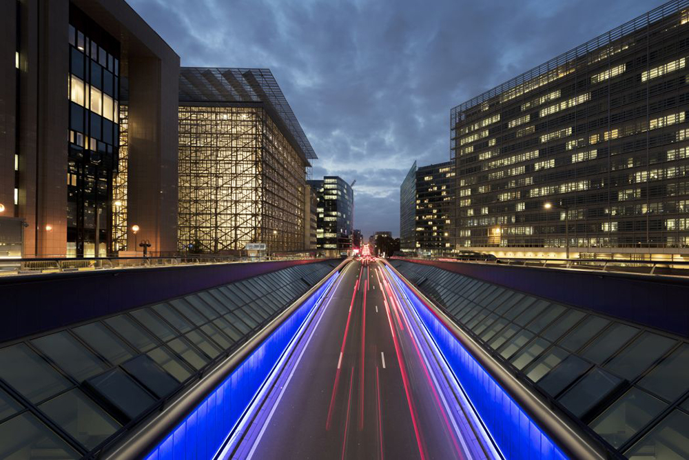 EU Headquarters’ facade is made of harmonised patchwork of oak windows and crystal like glazing