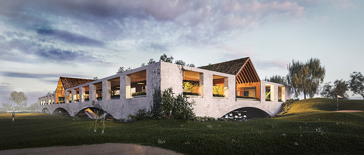 Architectural studio Chado designs a stone hulk-like hotel complex in Russia