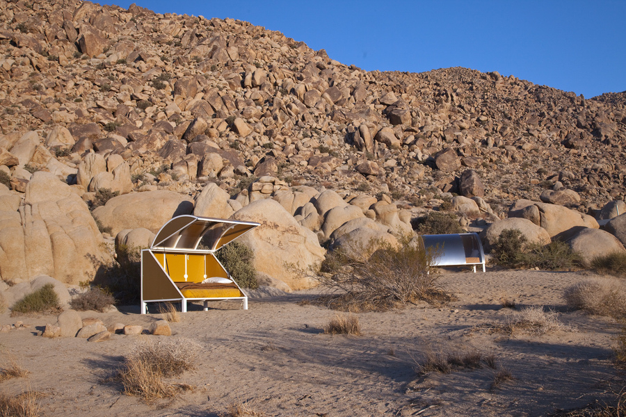 Andrea Zittel’s Wagon Stations are temporary pods for travellers+refugees in the California desert