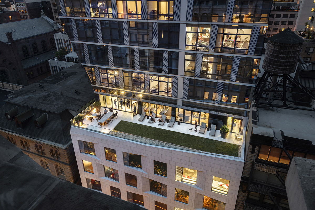 FXFOWLE Architects mixes residential units with academic residences in a sculptural tower in New York