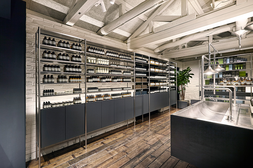 Torafu Architects creates a metallic interior with calm colour scheme for Aesop’s new store