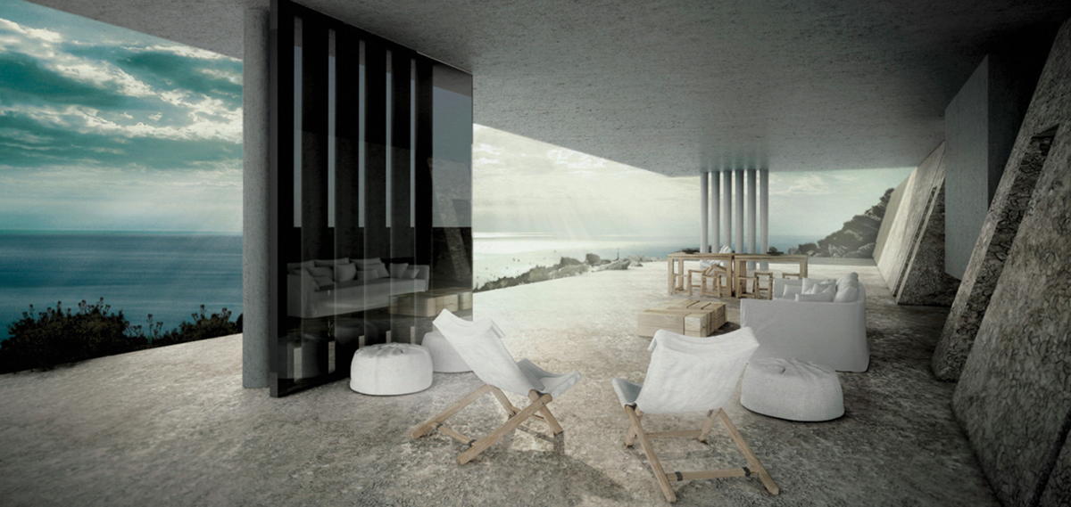 Mirage House disappears with a flat roof on the hills of Greece by Kois Associated Architects