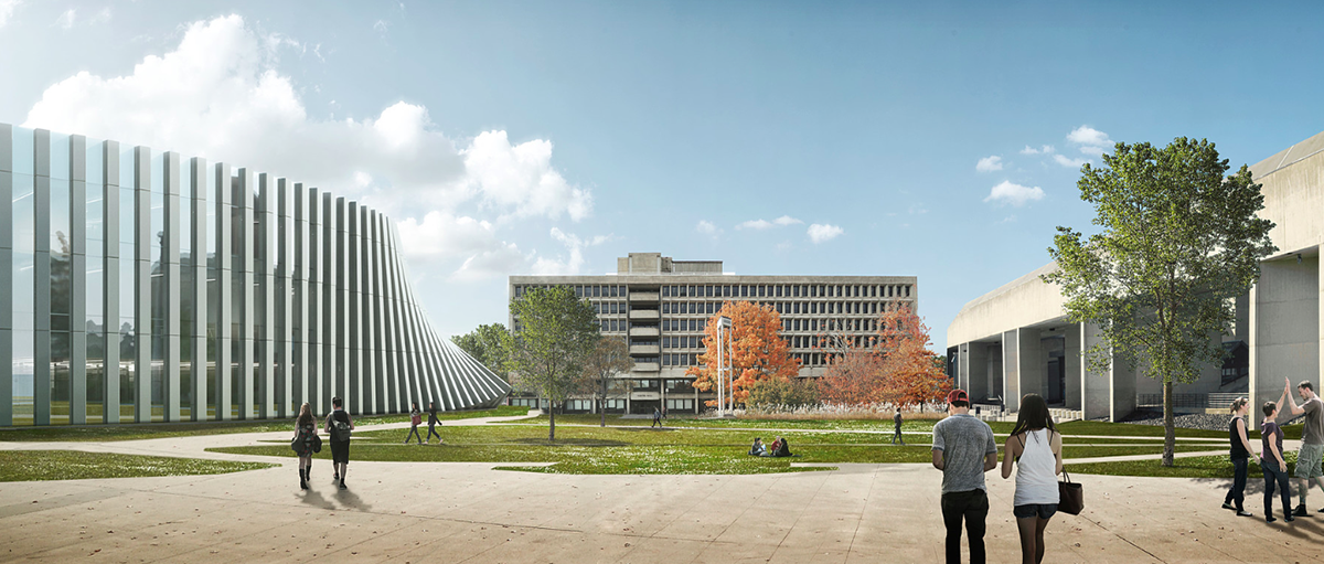 BIG adds twisted semi-transparent building to Isenberg School of Management in Massachusetts