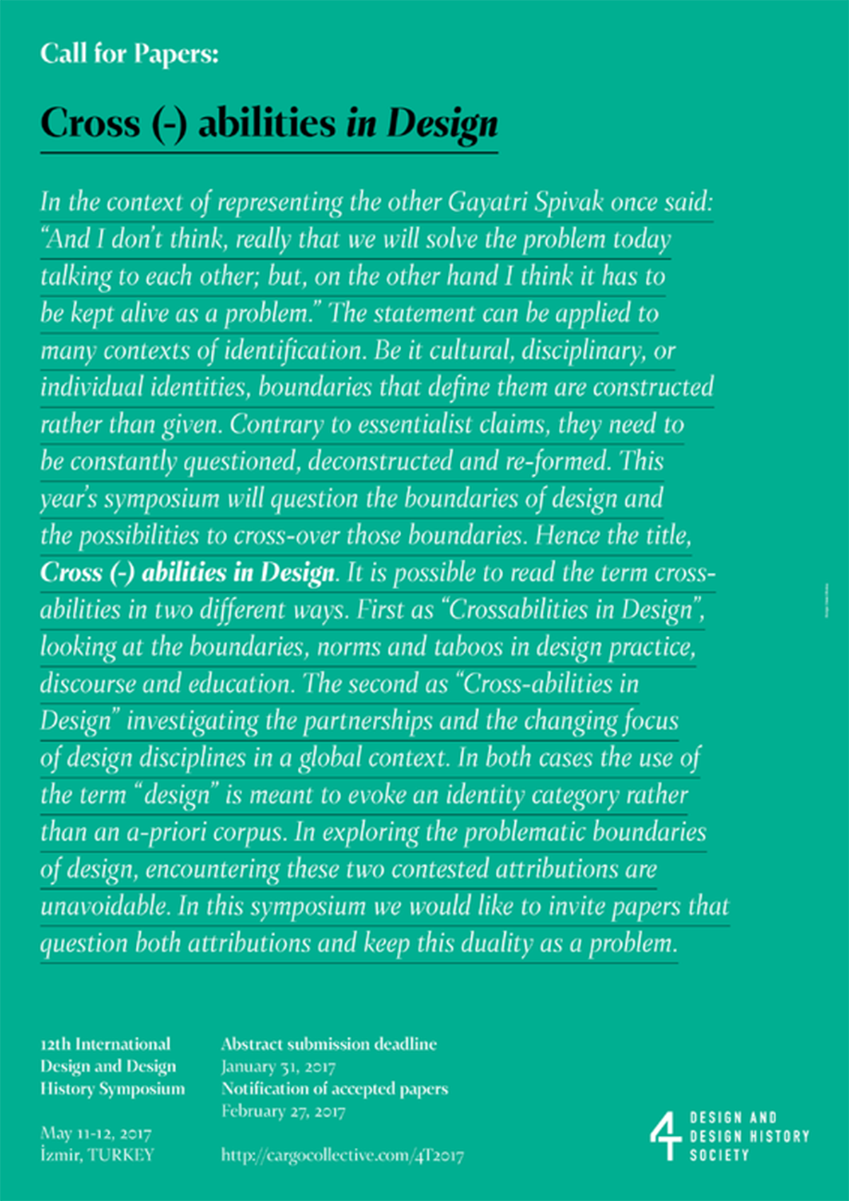 Call for Papers: Cross(-) abilities in Design | 12. International Design and Design History Symposium
