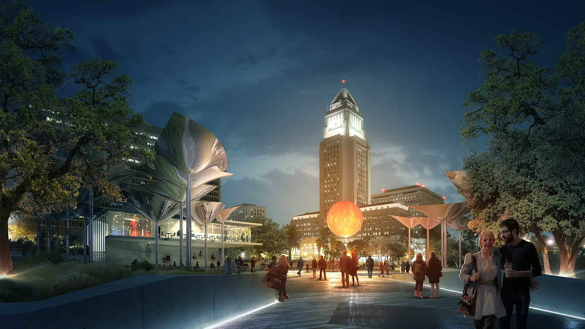OMA revives LA’s urban downtown with fragmented FAB Civic Center Park