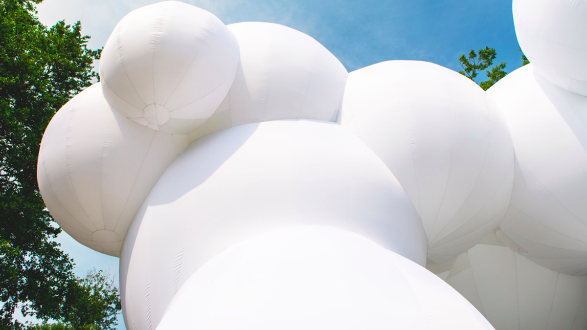 BIG installs a bubble-like cloud pavilion for three Danish Institutions