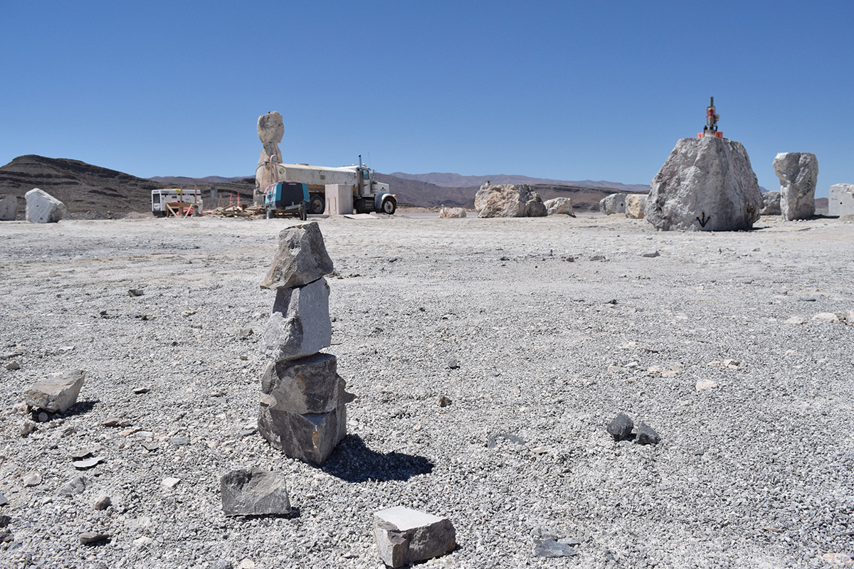 Swiss artist Ugo Rondinone erects seven colossal stones in the Nevada Desert