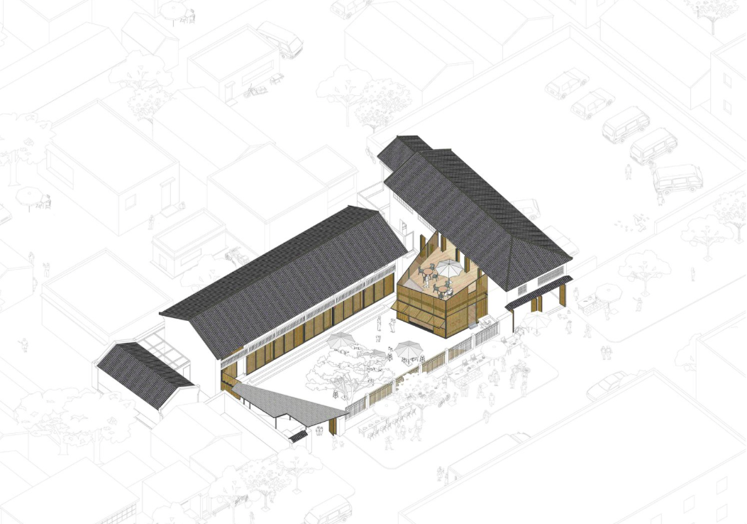 Zhaoyang Architects wraps Chaimiduo Farm Restaurant in Dali with bamboo to emphasize its volume