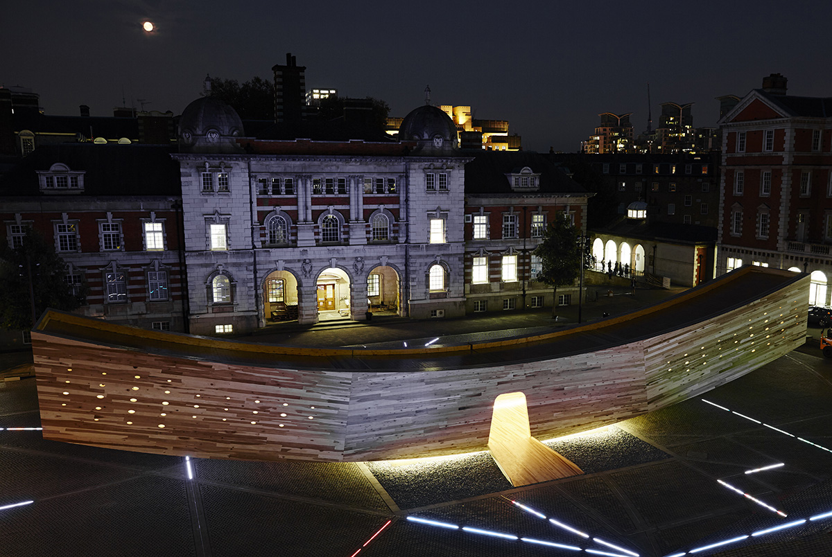 Alison Brooks Architects installs a flying smile-shaped arc at London Design Festival