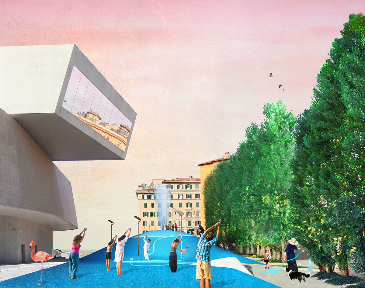 MAXXI Temporary School: Three large-scale sets erasing the boundaries between natural and artificial