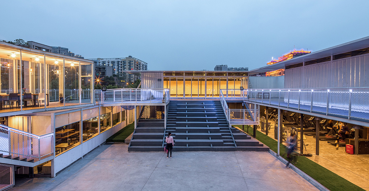 HAD+Epos Architects combine a series of white steel boxes for Black Box Gym in China