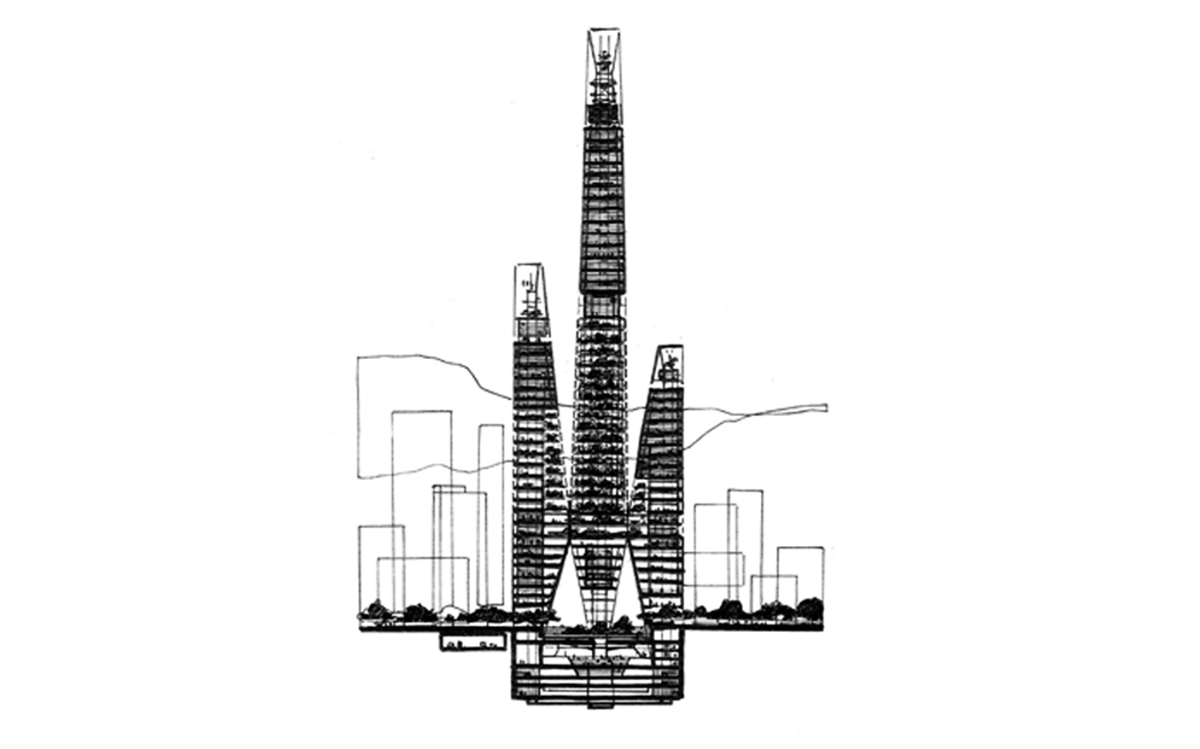 Transport-Integrated Arcology Skyscraper proposed by Weston Williamson+Partners  for Hong Kong