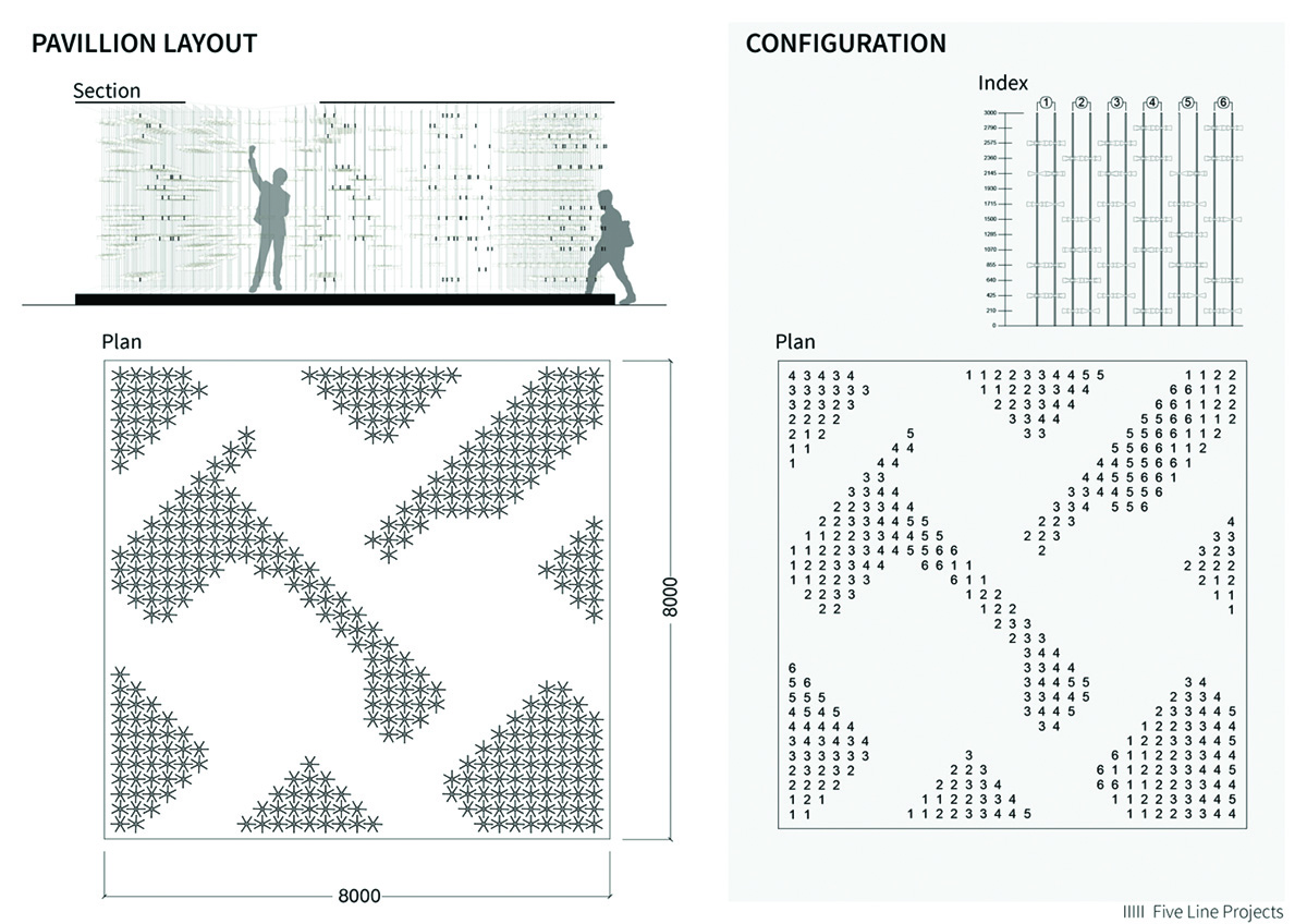 The Pinwheel Pavilion is a self-supporting structure animated by bamboo components in London