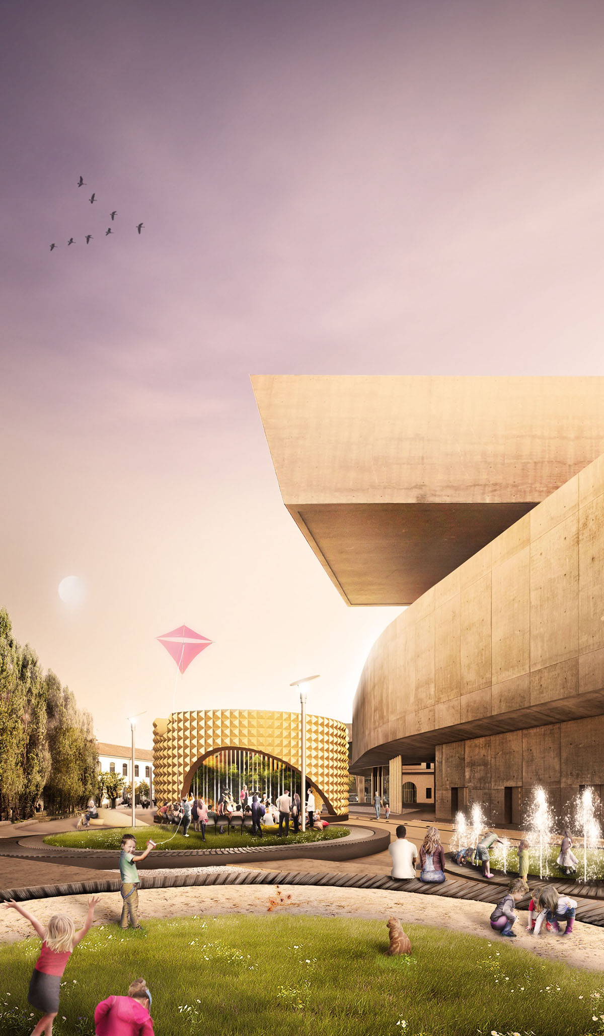 MAXXI Temporary School: Three large-scale sets erasing the boundaries between natural and artificial