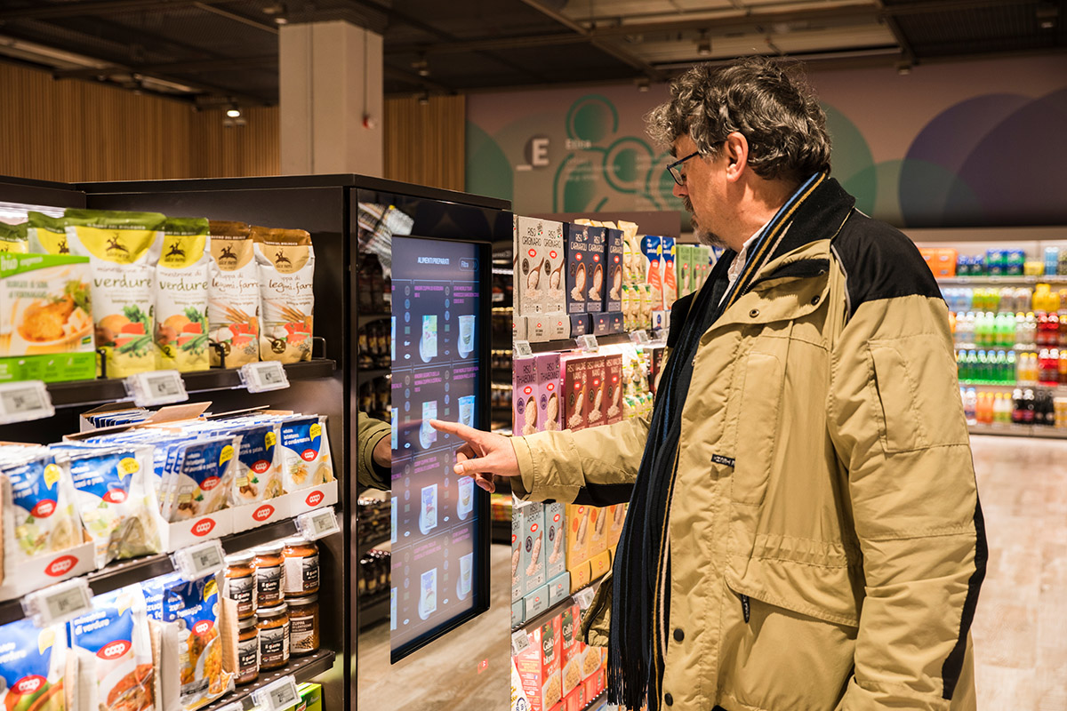 People experience new ways to shopping in the Carlo Ratti-designed Supermarket opens in Italy